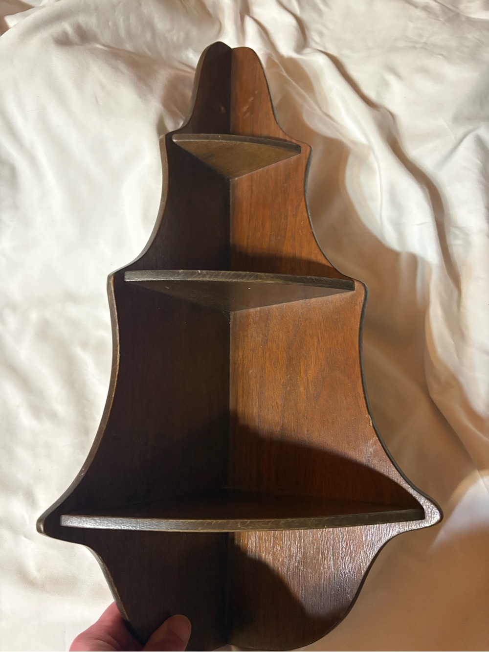 Wooden Corner Wall Shelf - Brown Home Wall Decor